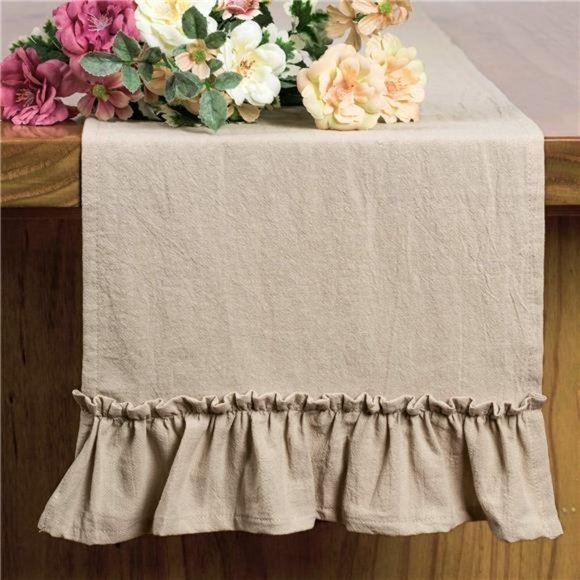 Farmhouse Table Runner Country Cottage Decor Cotton Decorative Dining Cloth 72" - Picture 2 of 9